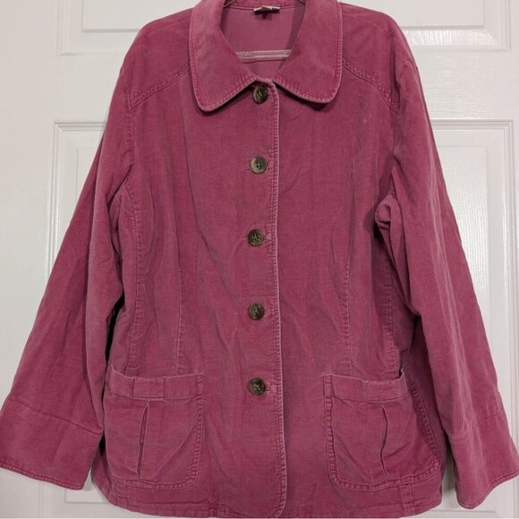 J Jill Corduroy Shacket Womens Size 2X Pink 100% Cotton Pockets Shirt Jacket - Picture 2 of 11